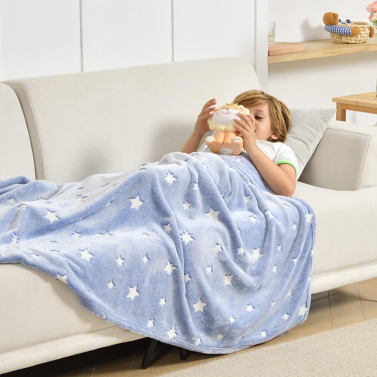 Glow in the Dark Stars Blanket – Soft & Cozy for Bed, Sofa, Travel (Random Design)