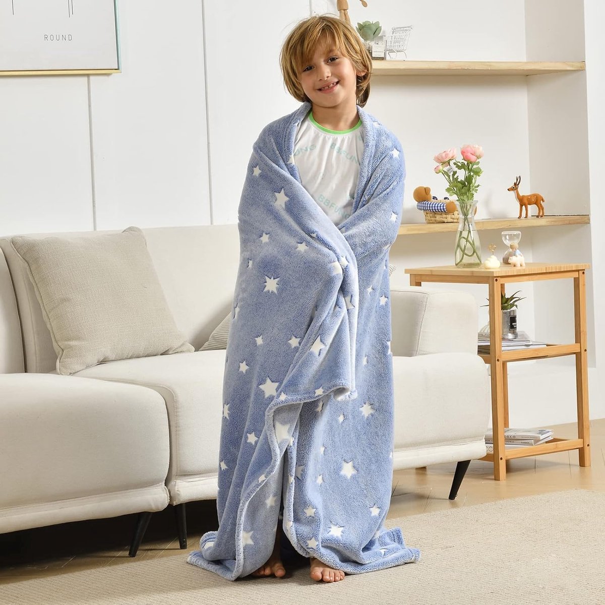 Glow in the Dark Stars Blanket – Soft & Cozy for Bed, Sofa, Travel (Random Design)