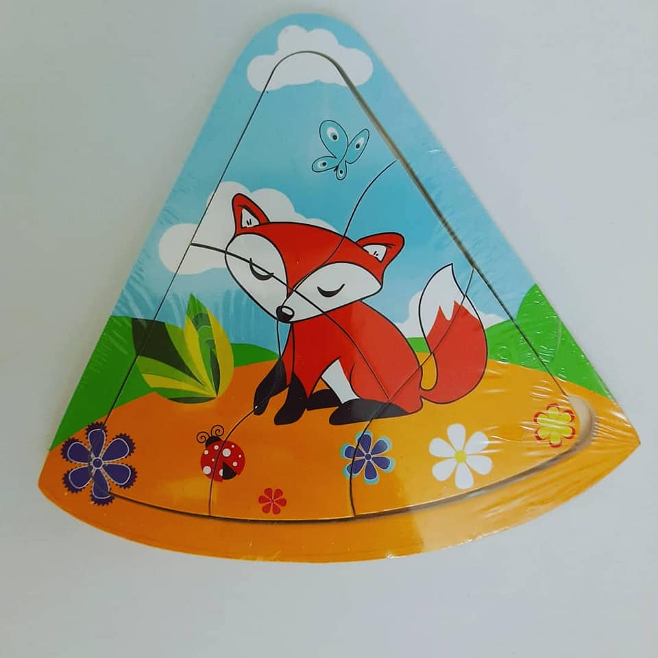 Wooden Pizza Slice Puzzle – Educational Toy for Kids (Random Characters)