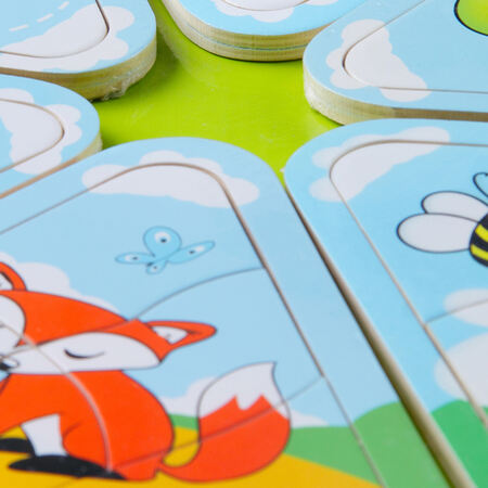 Wooden Pizza Slice Puzzle – Educational Toy for Kids (Random Characters)