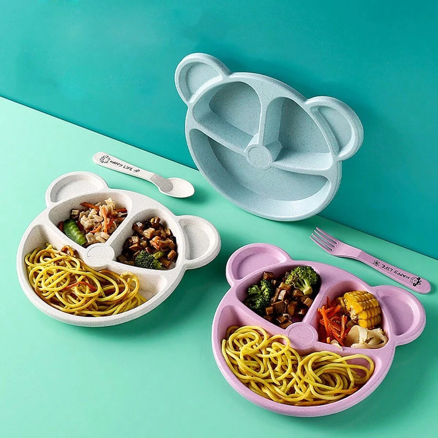 5-Piece Panda Plates Set – 3 Spoons & 2 Forks, Food-Grade Plastic (Random Color)