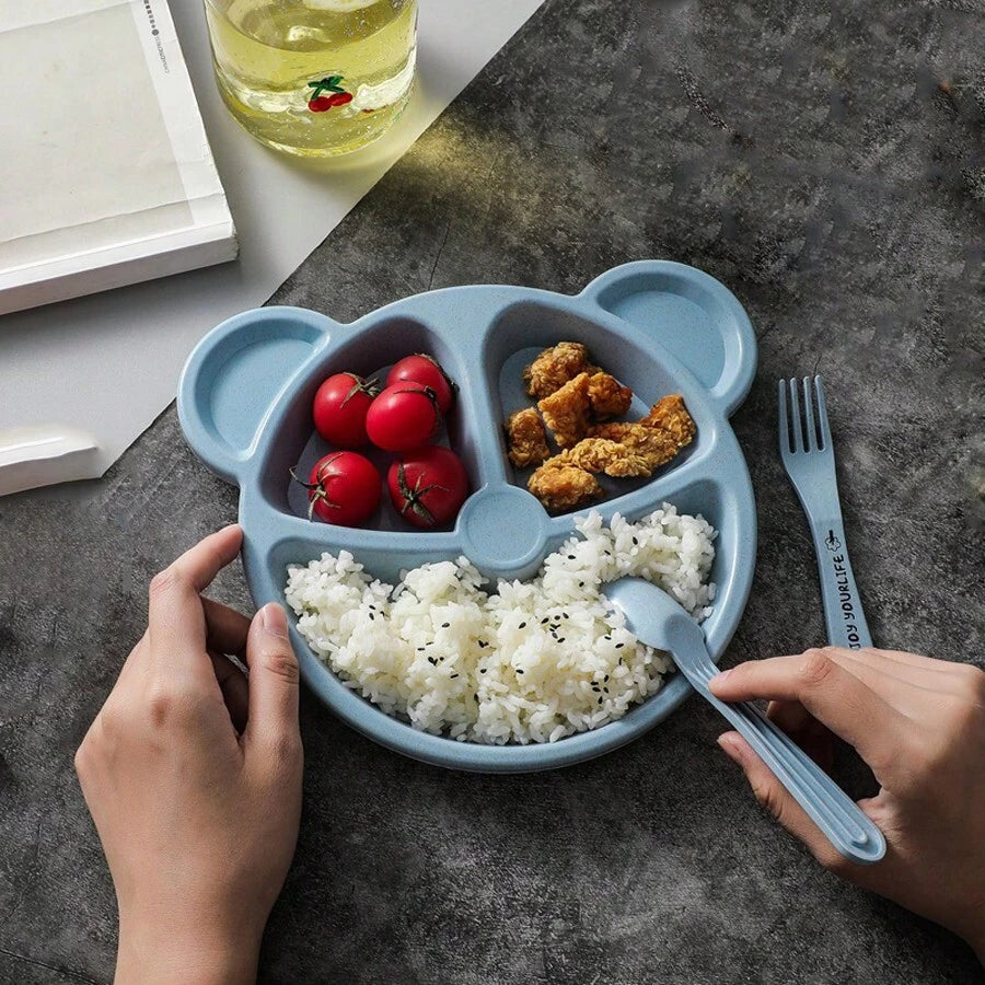 5-Piece Panda Plates Set – 3 Spoons & 2 Forks, Food-Grade Plastic (Random Color)