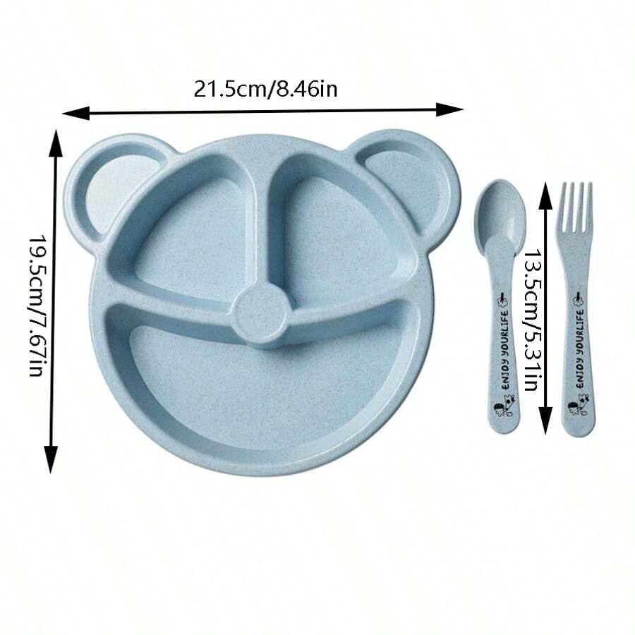 5-Piece Panda Plates Set – 3 Spoons & 2 Forks, Food-Grade Plastic (Random Color)