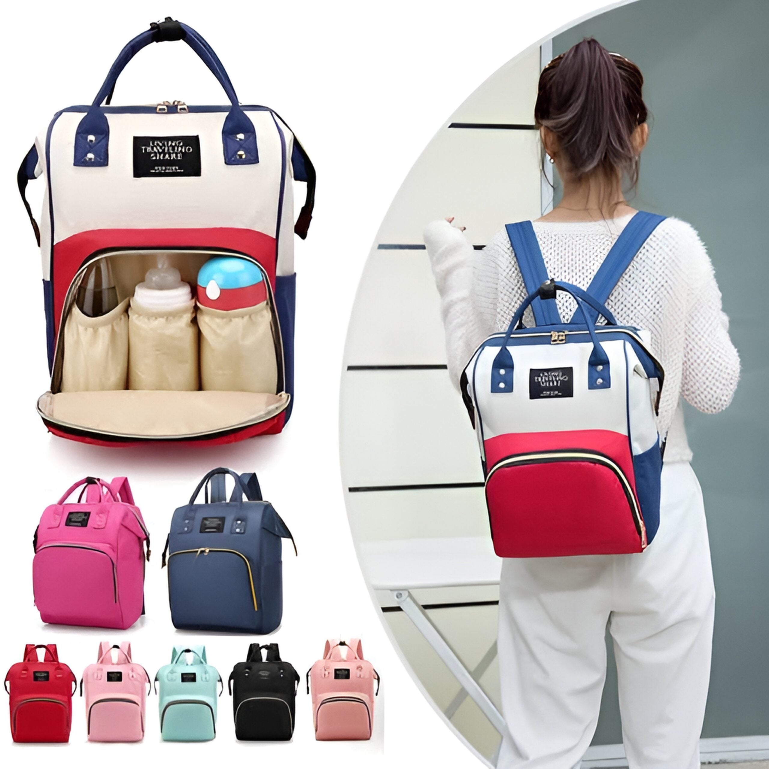 Large Capacity Multi-Function Mummy Nursing Backpack – Unisex (Random Color)