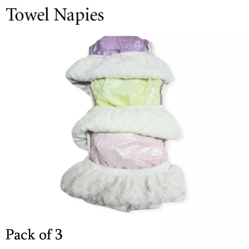 Set Of 3 Comfortable Baby Washable Nappies With Inside Towel And Printed Design