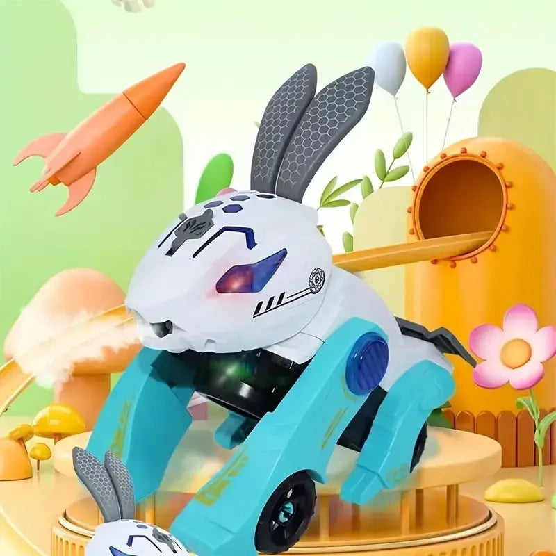2-in-1 Deformable Bunny Car Toy – Electric Stunt Vehicle with Music & Lights