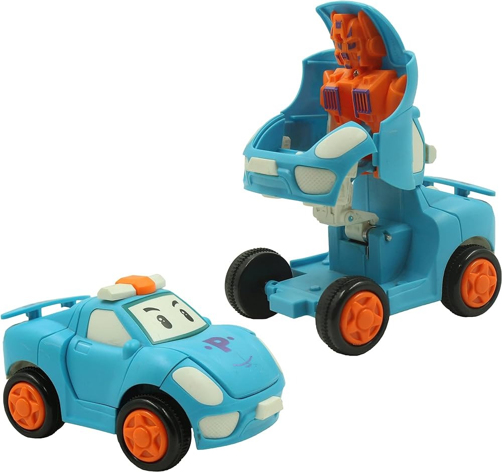 Pull Back Robot Car Toy – Push & Go Friction Vehicle (Random Color)
