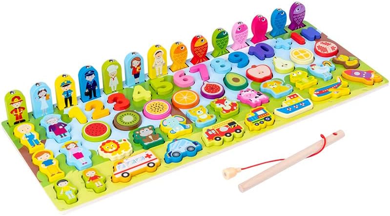 7-in-1 Montessori Logarithmic Board – Educational Wooden Toy with Numbers & Shapes
