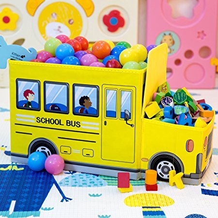 Bus-Shaped Storage Box & Chair – Foldable Kids Toy & Clothes Organizer