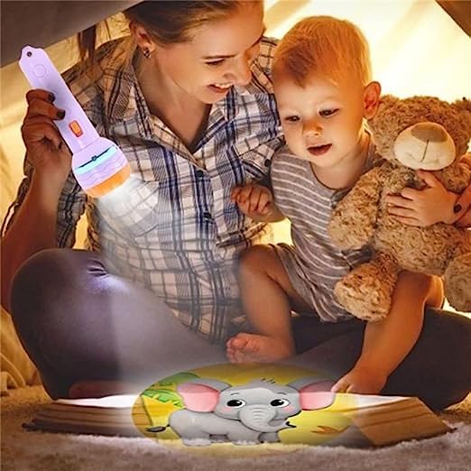 Mini Flashlight Projector Toy – 3 Slides with 24 Images, Educational Fun