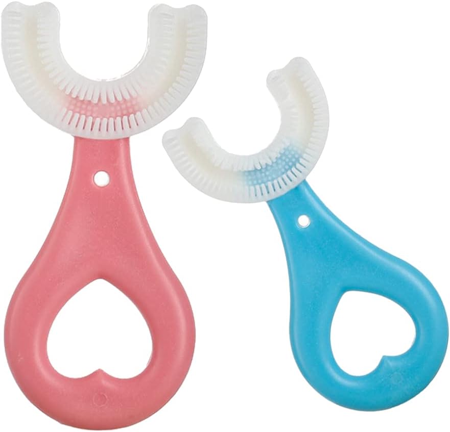 360° U-Shaped Baby Toothbrush (2-Pack) – Silicone Oral Care (Random Color)