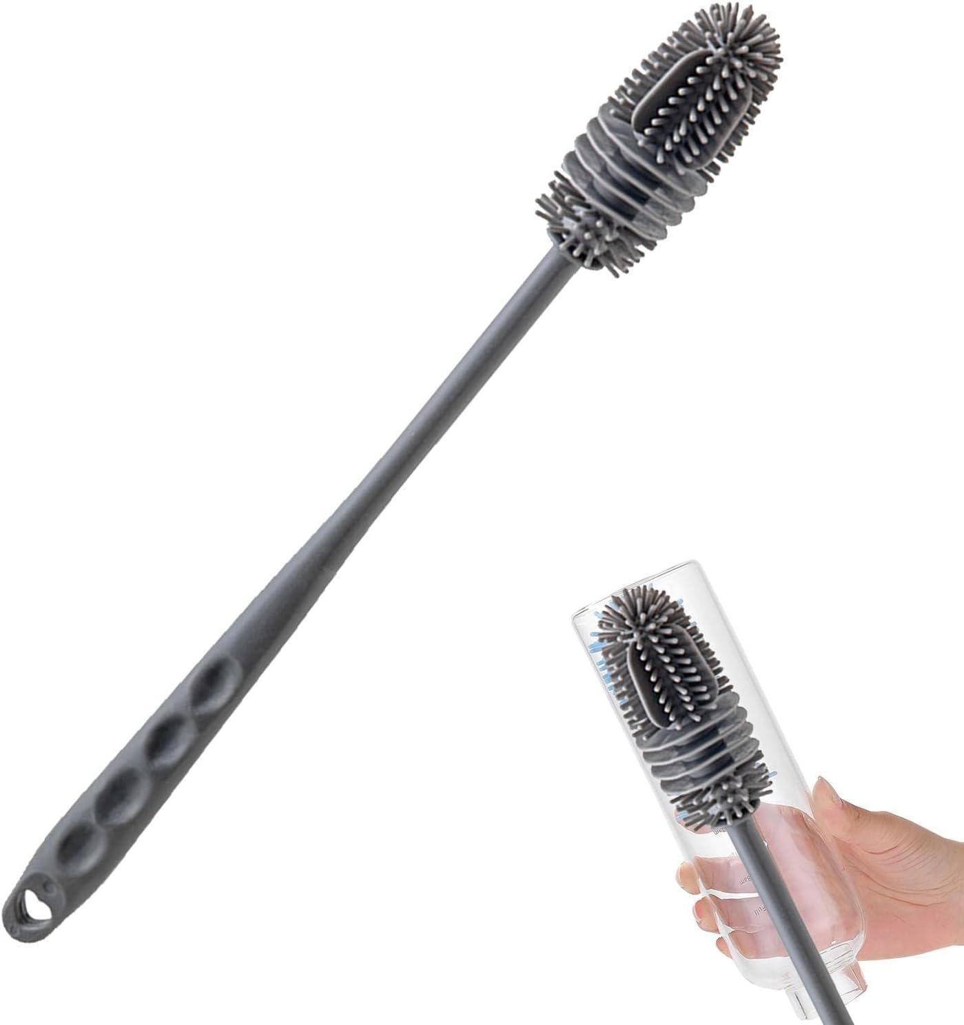 Silicone Feeder & Bottle Cleaning Brush – Long Handle (Random Color)