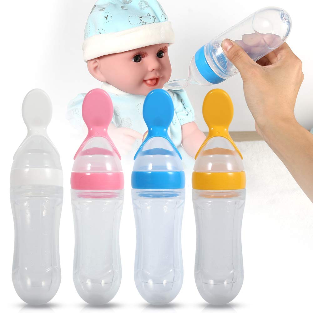 Silicone Baby Spoon Feeder Bottle Feeding (Random Color)