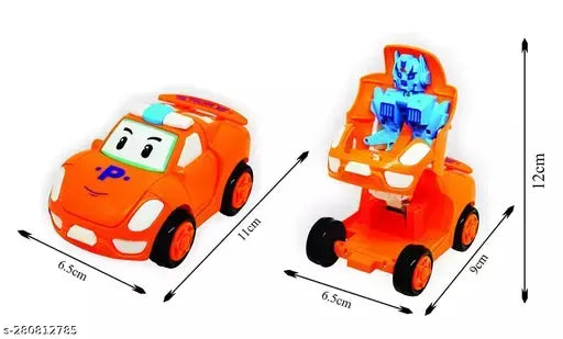 Pull Back Robot Car Toy – Push & Go Friction Vehicle (Random Color)