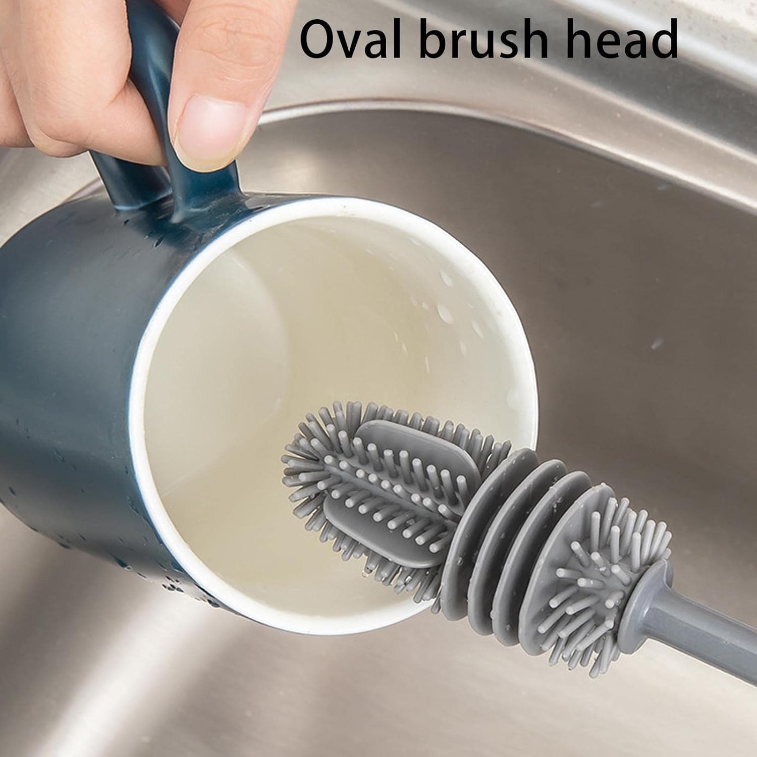 Silicone Feeder & Bottle Cleaning Brush – Long Handle (Random Color)
