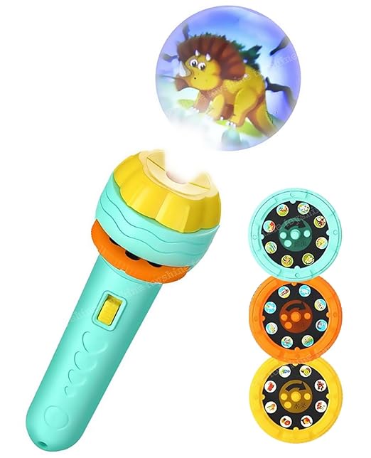 Mini Flashlight Projector Toy – 3 Slides with 24 Images, Educational Fun