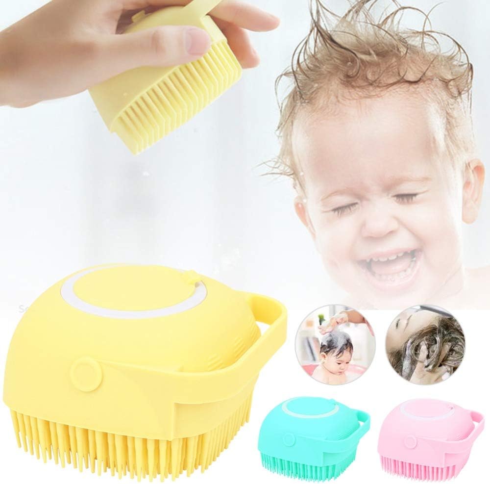 Soft Silicone Bath Brush with Hook – Baby Shower & Massage Scrubber (Random Color)
