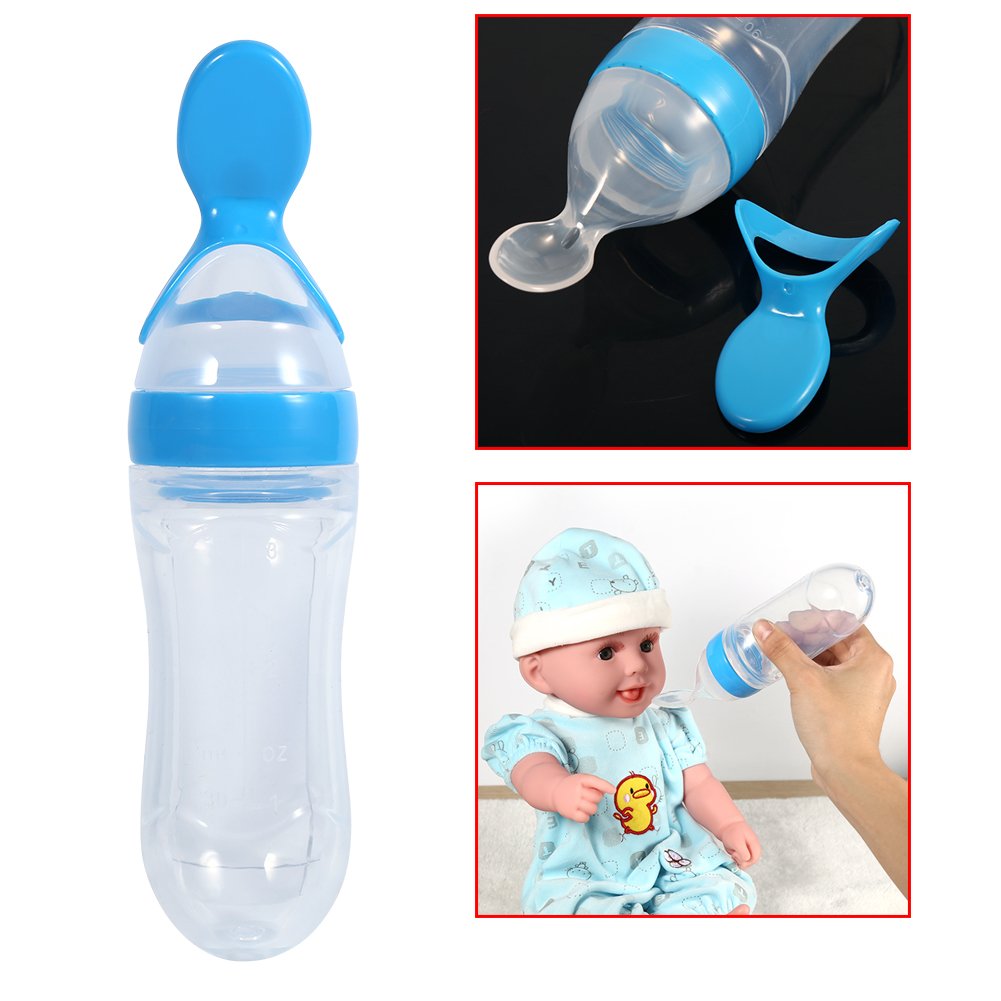 Silicone Baby Spoon Feeder Bottle Feeding (Random Color)