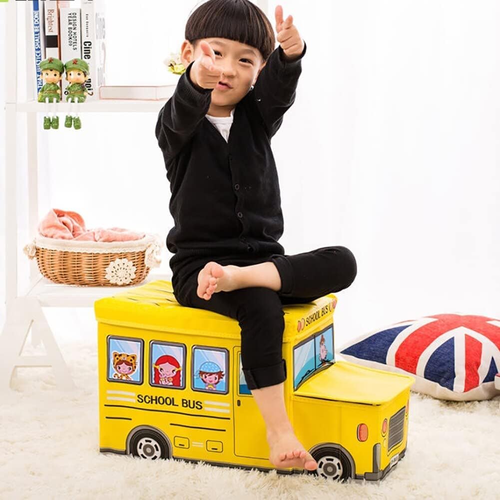 Bus-Shaped Storage Box & Chair – Foldable Kids Toy & Clothes Organizer