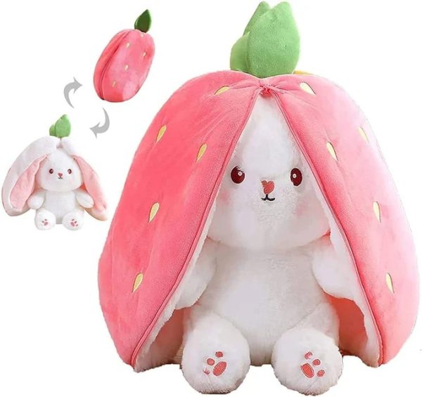 Strawberry Rabbit Plush Hug Pillow – Soft Stuffed Toy for Babies & Kids (Random Color)