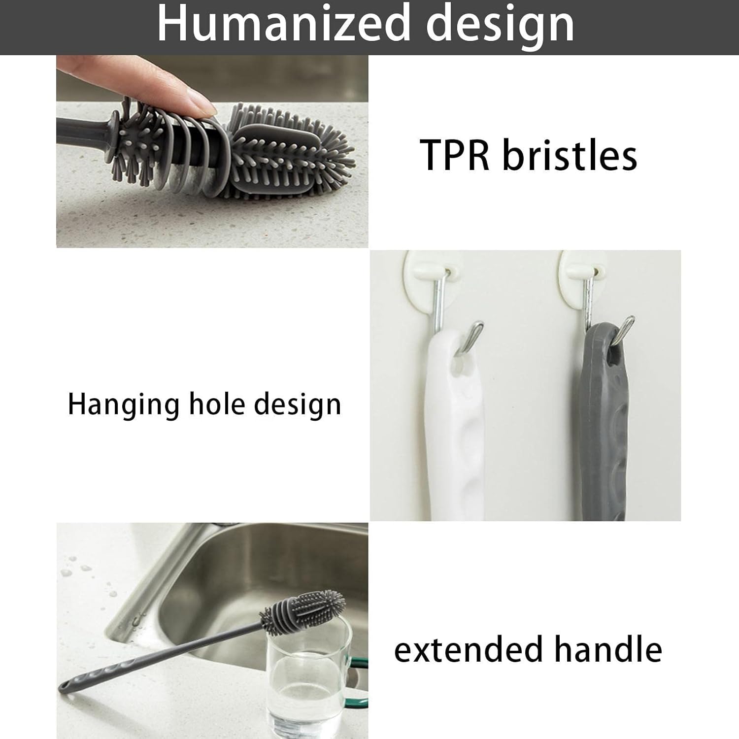 Silicone Feeder & Bottle Cleaning Brush – Long Handle (Random Color)