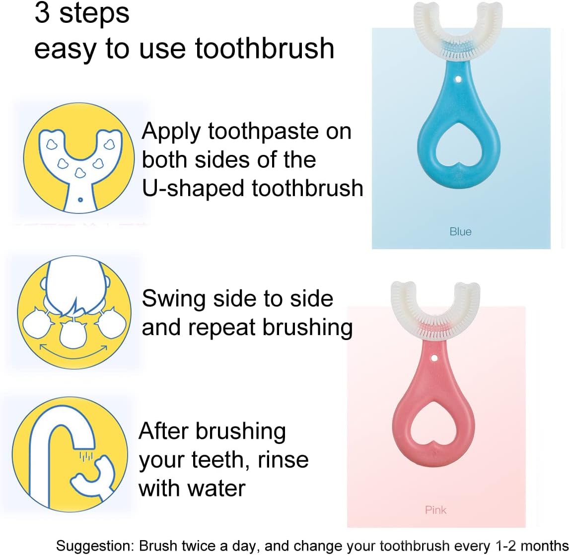 360° U-Shaped Baby Toothbrush (2-Pack) – Silicone Oral Care (Random Color)
