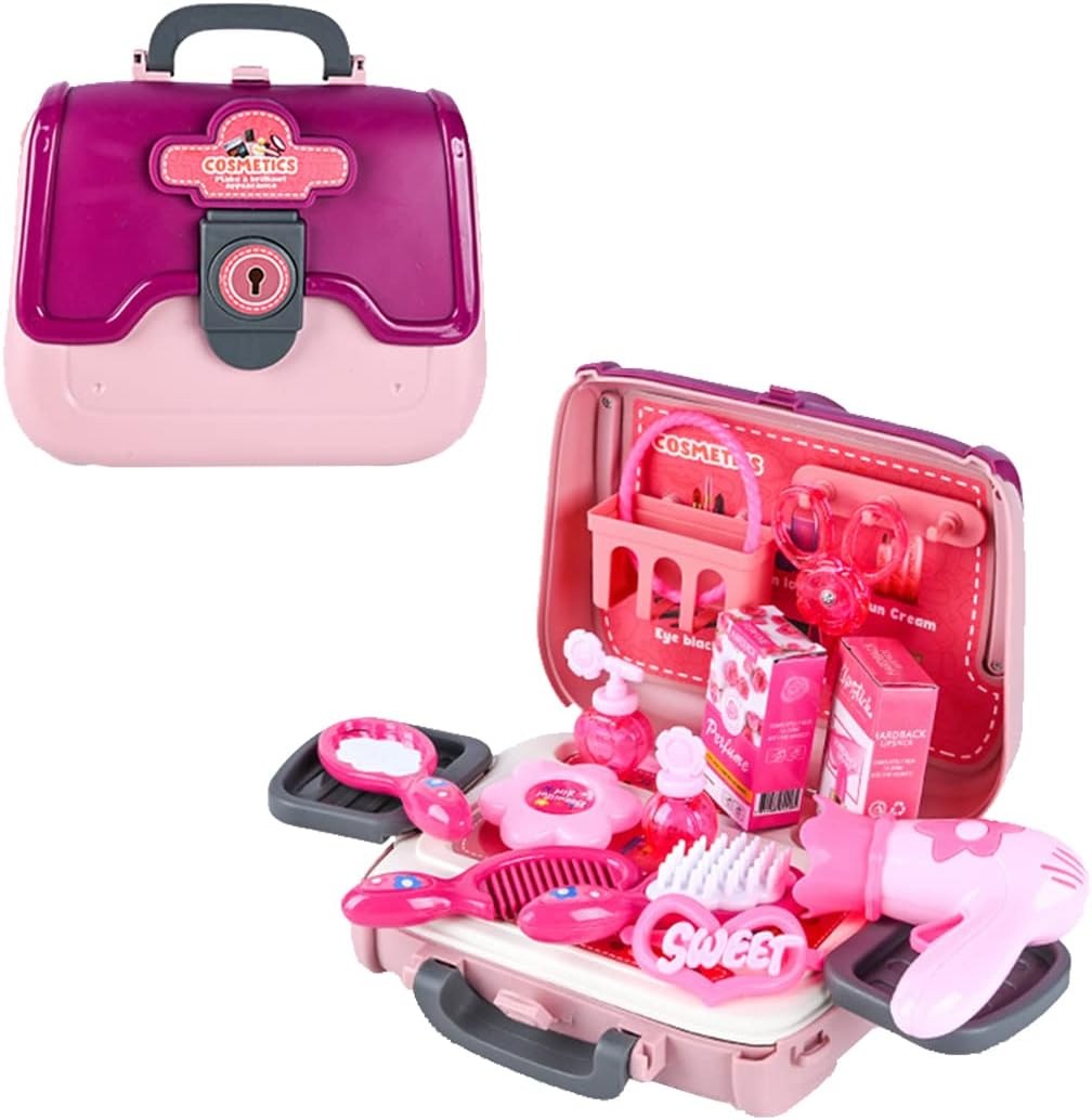 24pcs Girls Beauty Salon Play Set – Makeup & Hairdryer Kit