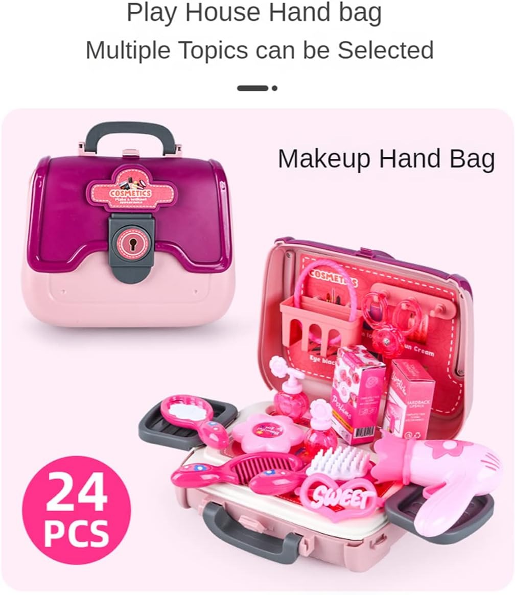 24pcs Girls Beauty Salon Play Set – Makeup & Hairdryer Kit