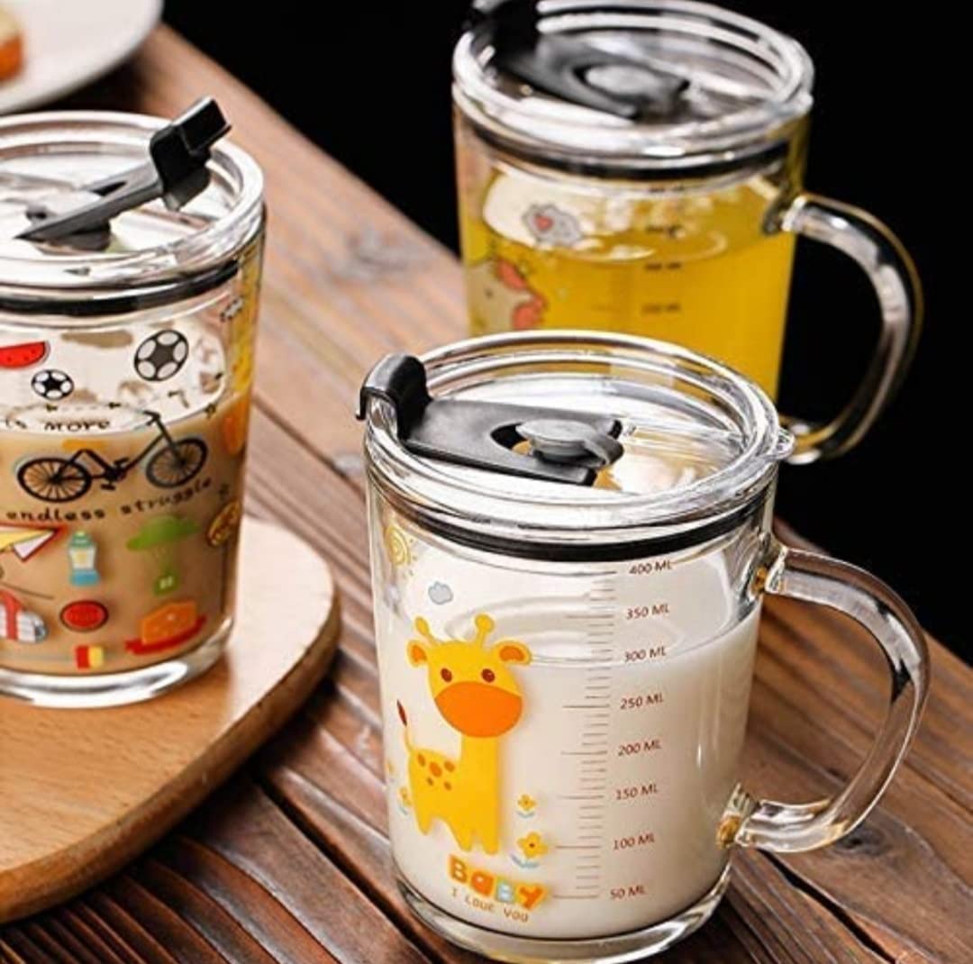 Unicorn-Shaped 350ml Glass Mug with Straw & Lid – Kids’ Cartoon Drinkware