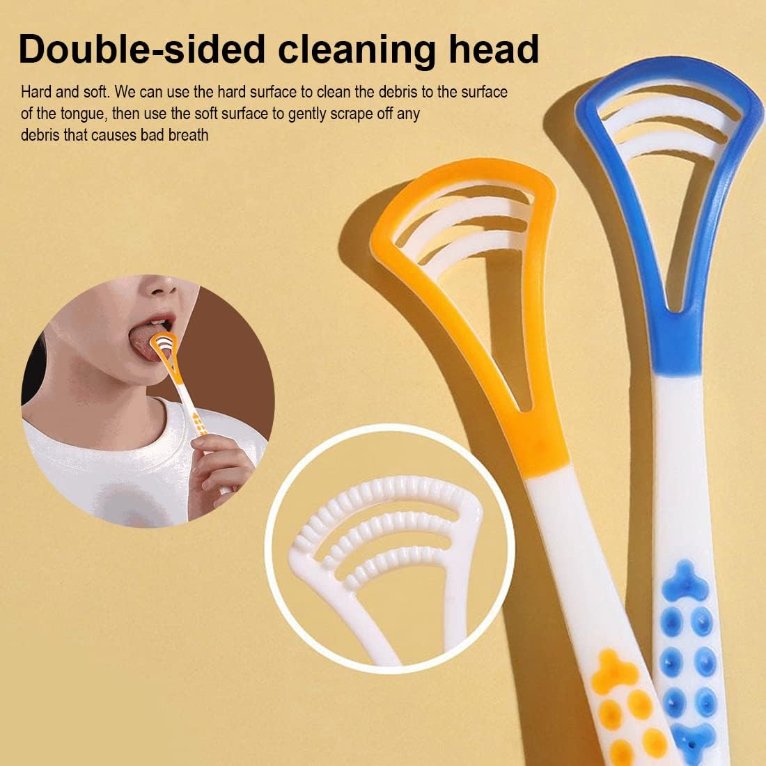 1 Pc Double-Head Tongue Scraper – Bad Breath Remover (Random Color)