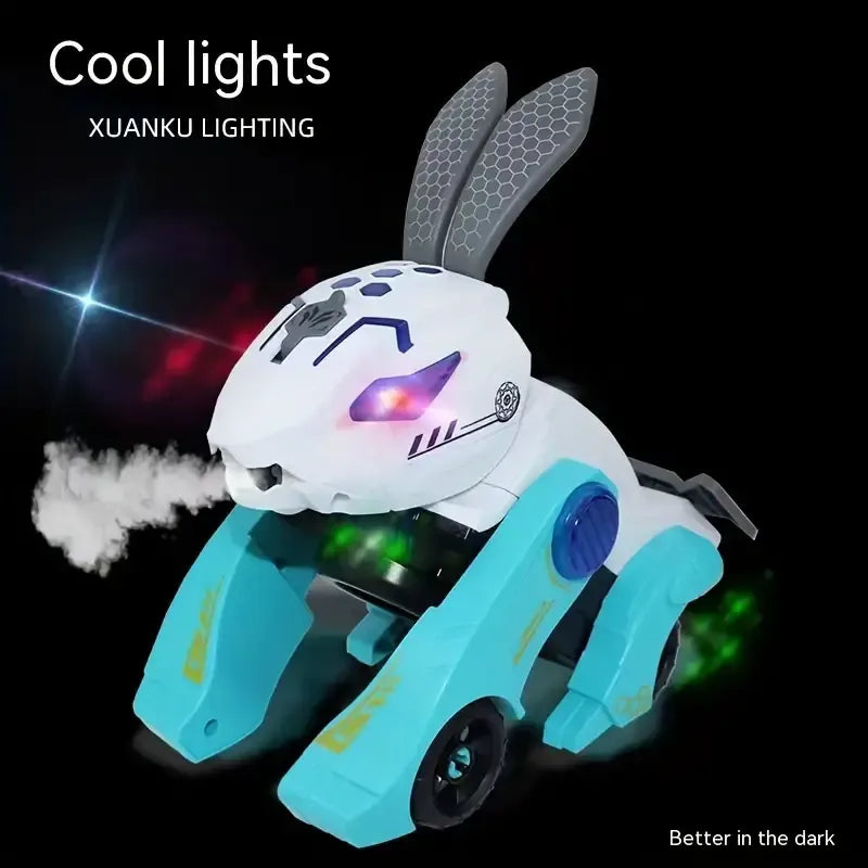 2-in-1 Deformable Bunny Car Toy – Electric Stunt Vehicle with Music & Lights