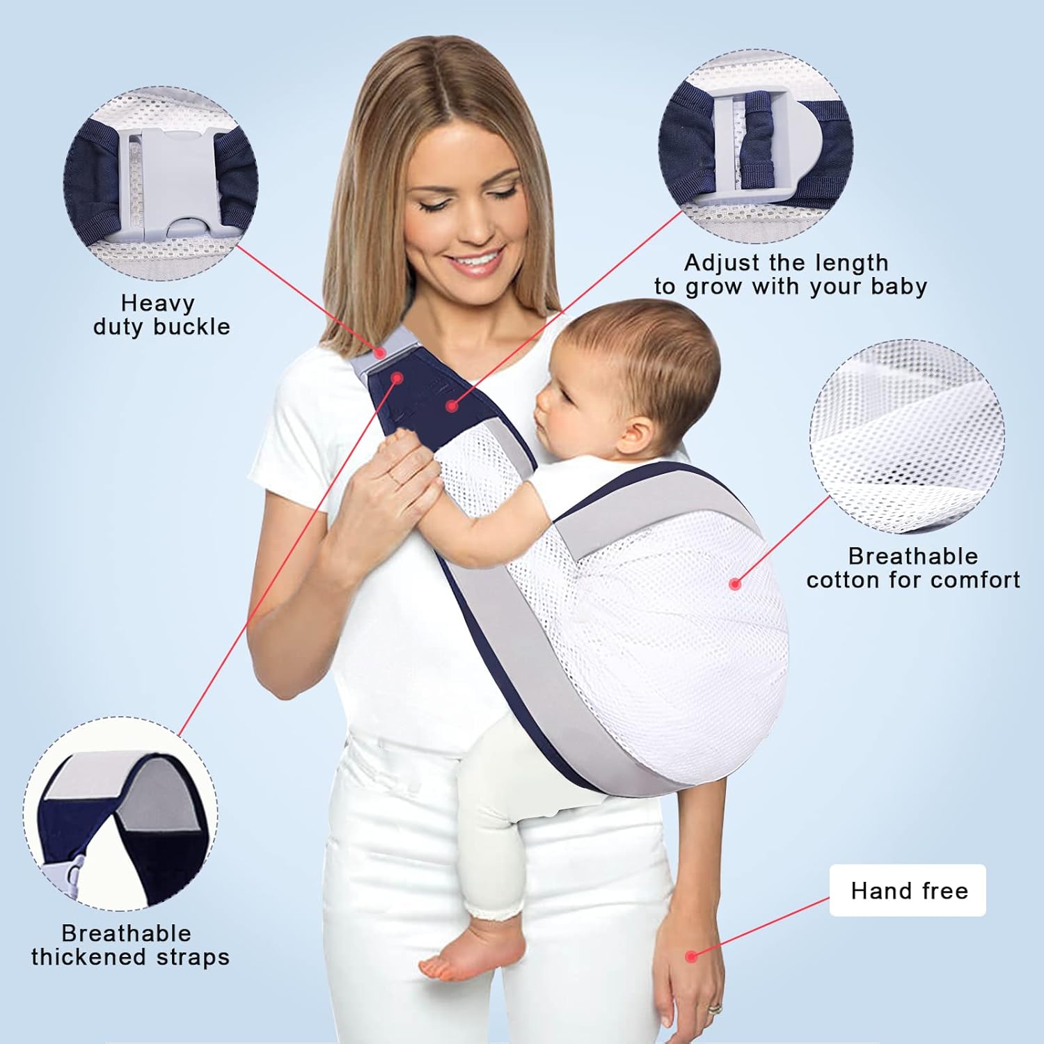 Ergonomic One-Shoulder Baby Carrier Sling – Labor-Saving Polyester (Random Color)
