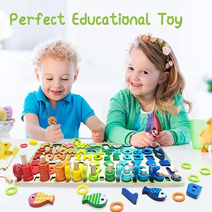 6 In 1 Wooden Educational Puzzle & Sorting Board Toy For Kids