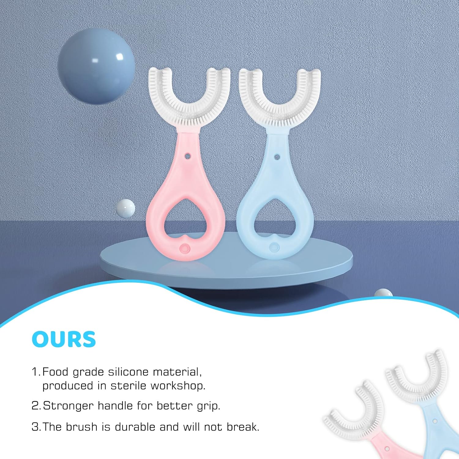 360° U-Shaped Baby Toothbrush (2-Pack) – Silicone Oral Care (Random Color)