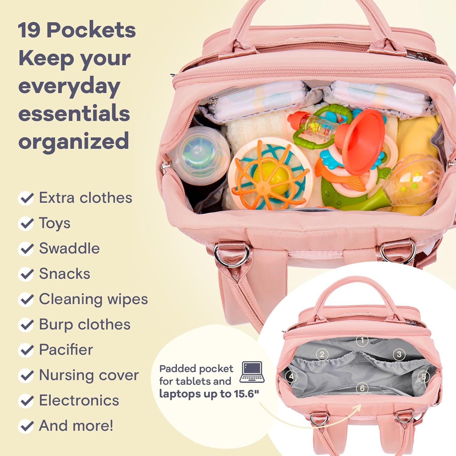 Large Capacity Waterproof Mummy Bag – Multi-Function Nursing Backpack