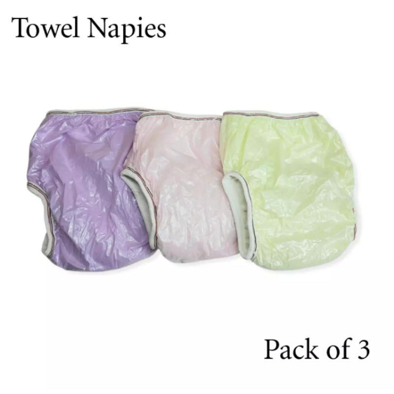 Set Of 3 Comfortable Baby Washable Nappies With Inside Towel And Printed Design
