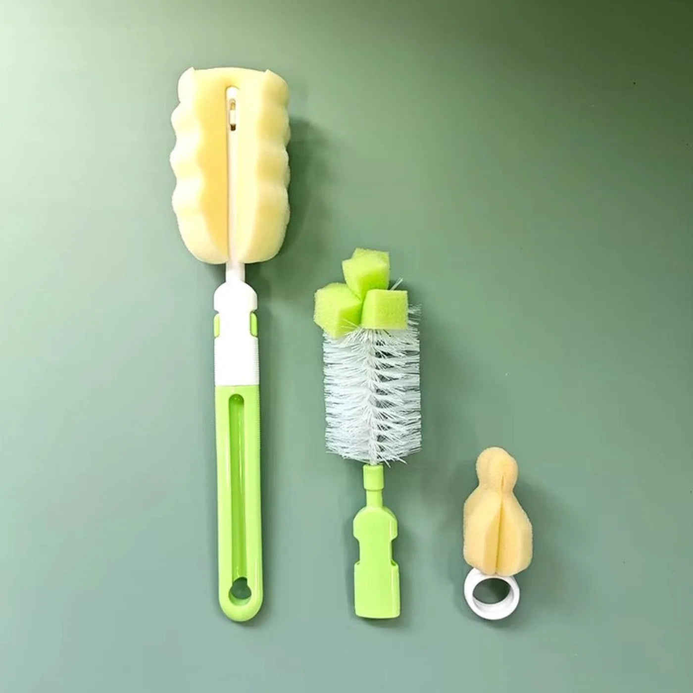 (3-Pack) Baby Bottle & Teat Brush Set – Multi-Use with Changeable Ends (Random Color)