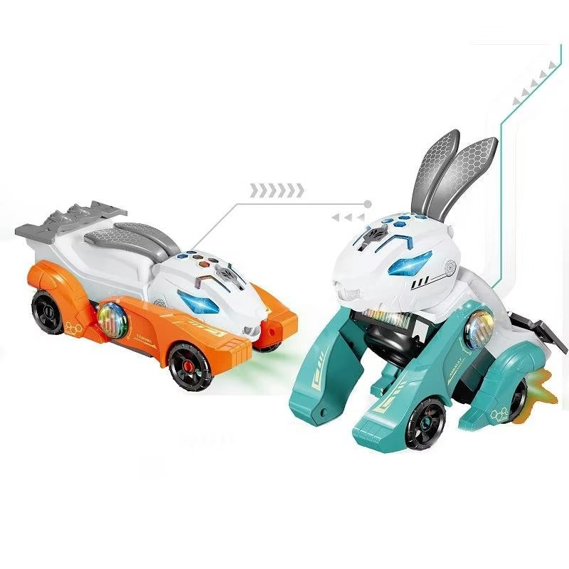 2-in-1 Deformable Bunny Car Toy – Electric Stunt Vehicle with Music & Lights