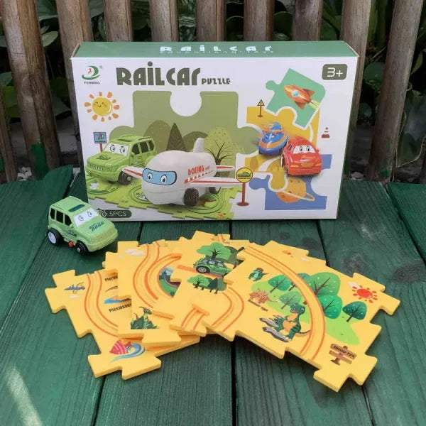 Puzzle Track Car Play Set – DIY Race Track & Train Blocks (Random Design)