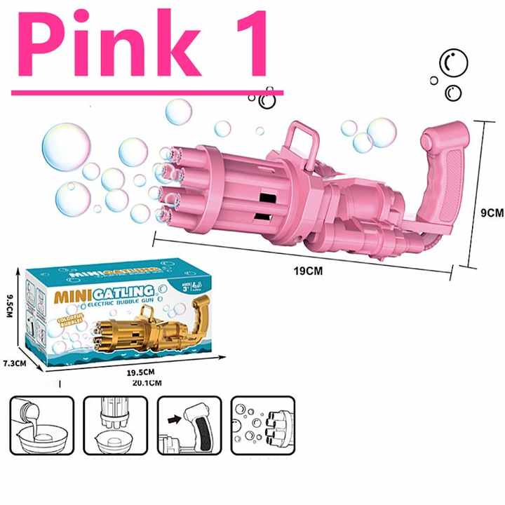 Kids Gatling Bubble Gun – Automatic Soap Bubble Blower Toy (Random Color)