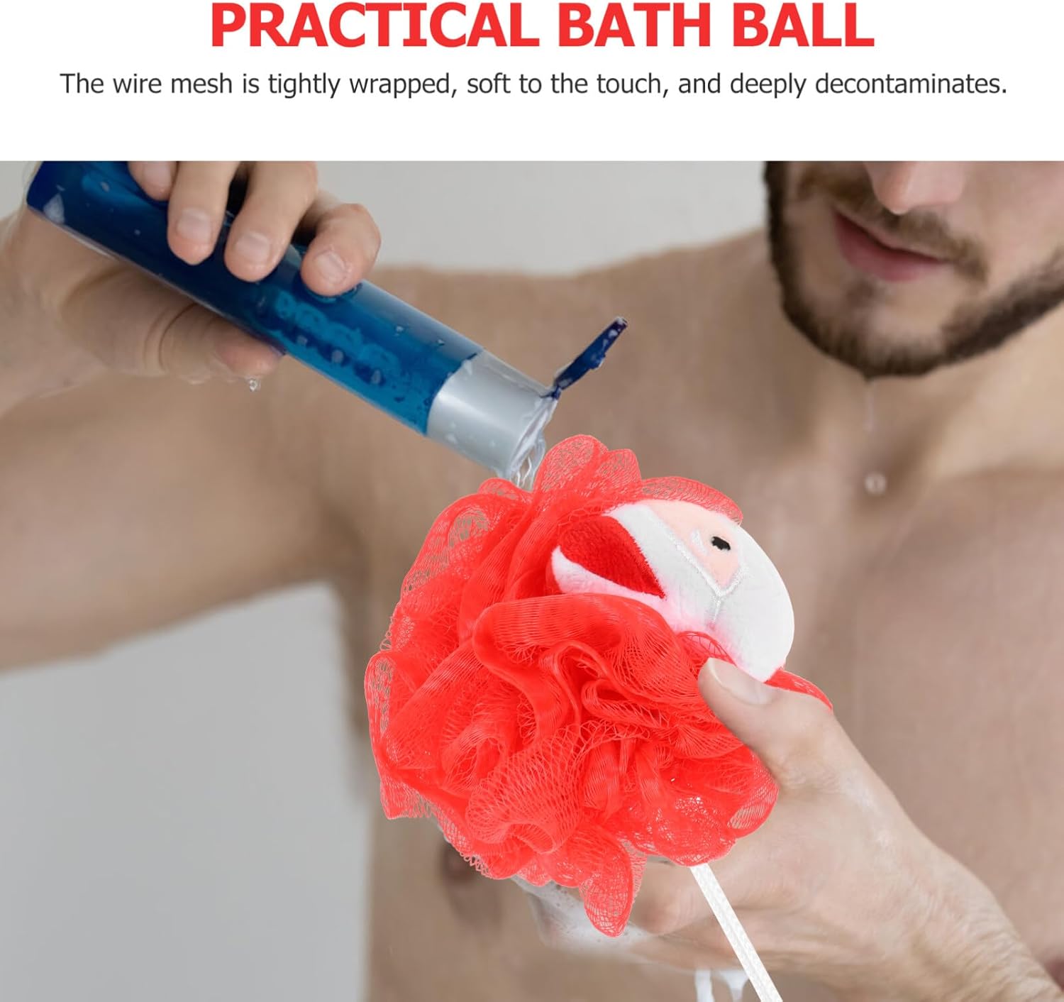 Kids Bath Sponge Ball – Soft Mesh Loofah with Toy (Random Character)