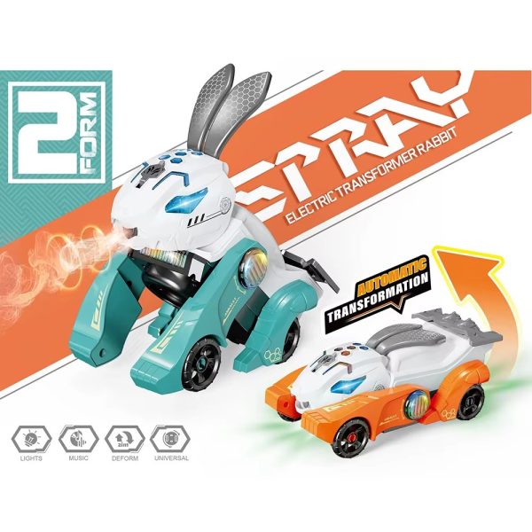 2-in-1 Deformable Bunny Car Toy – Electric Stunt Vehicle with Music & Lights