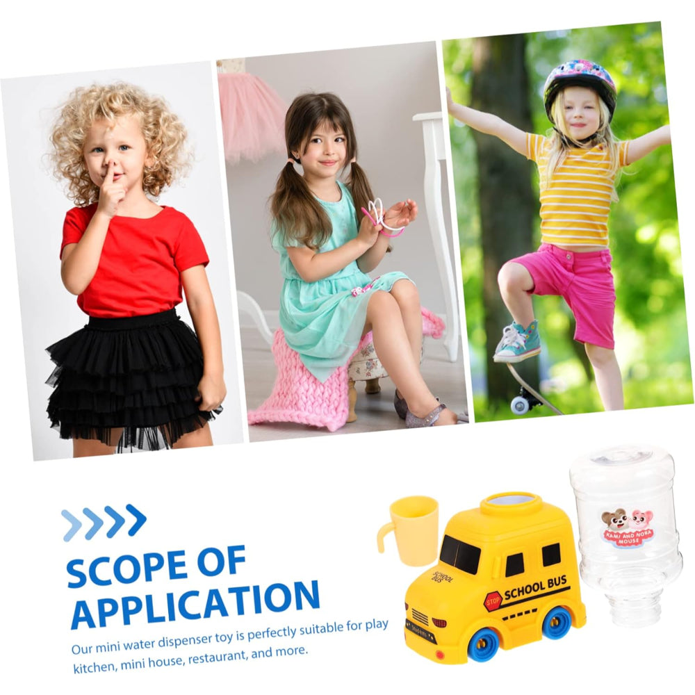 Mini Cute School Bus Water Dispenser Drinking Fountain Toy For Kids