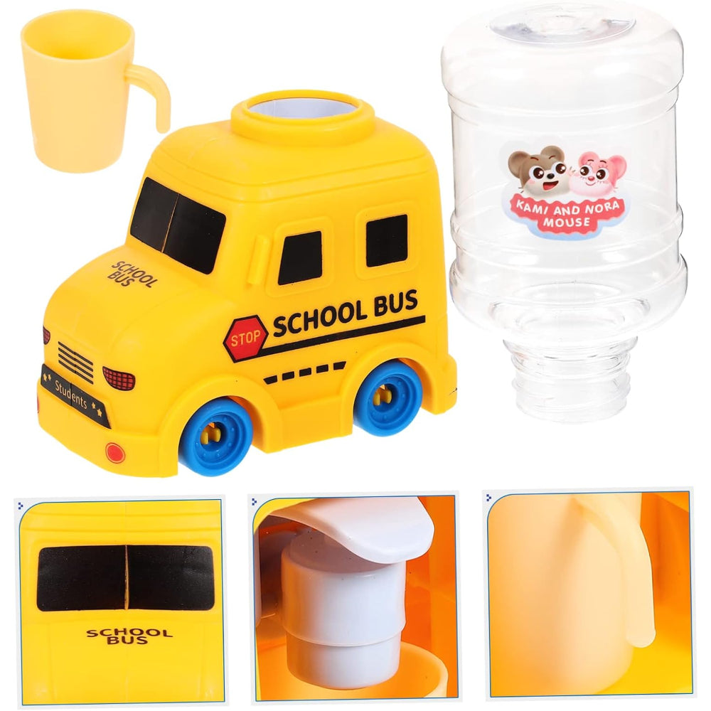Mini Cute School Bus Water Dispenser Drinking Fountain Toy For Kids