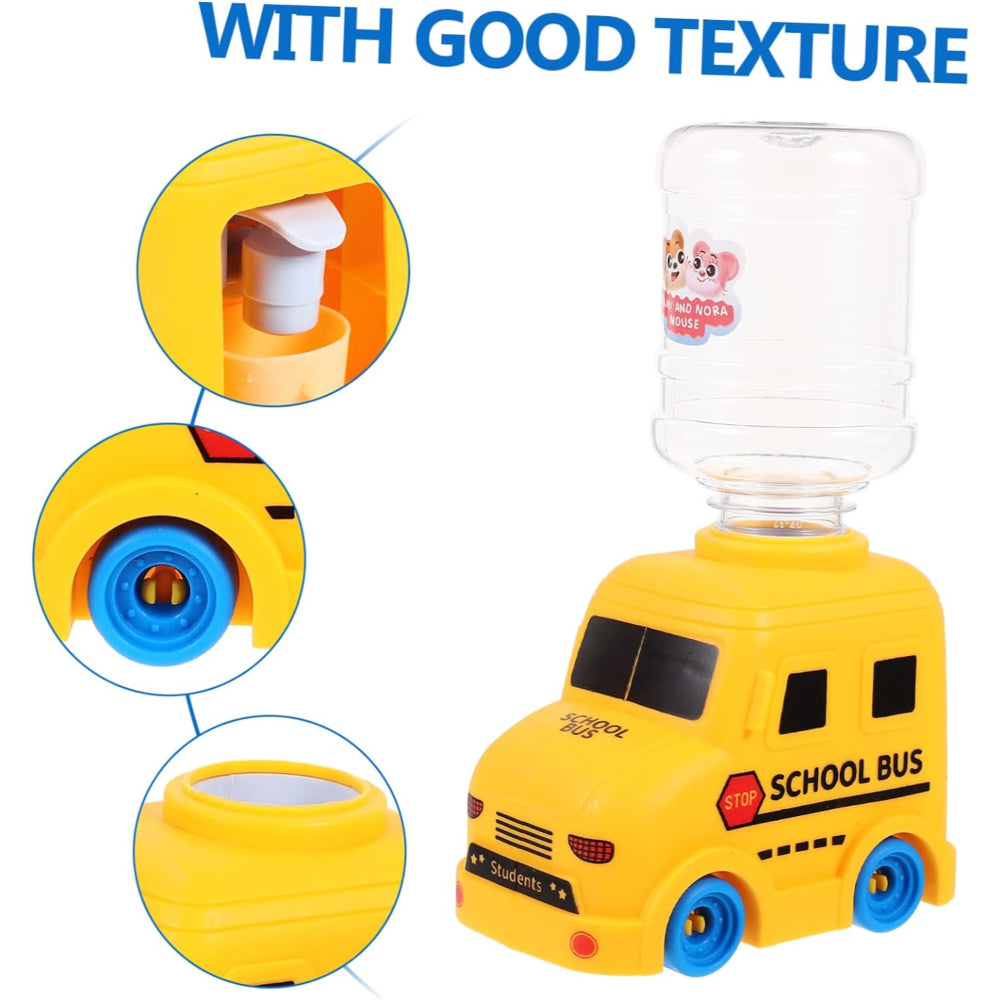 Mini Cute School Bus Water Dispenser Drinking Fountain Toy For Kids