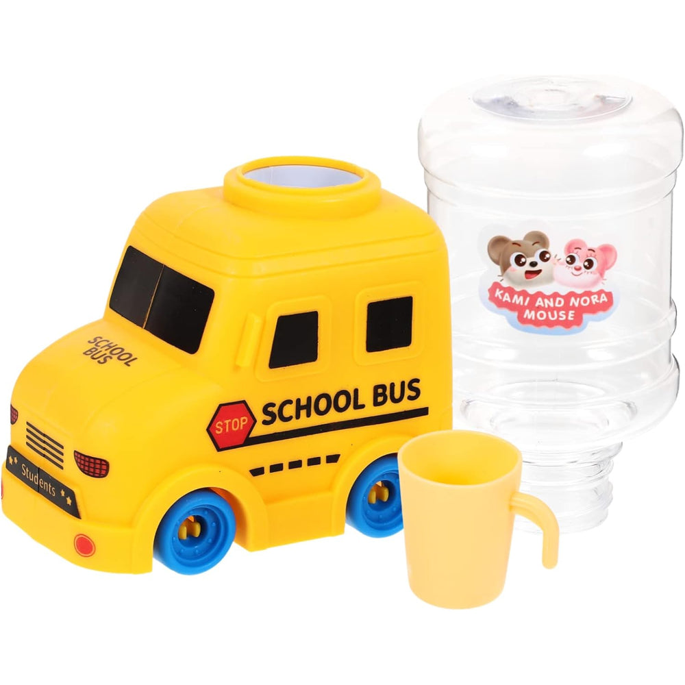 Mini Cute School Bus Water Dispenser Drinking Fountain Toy For Kids