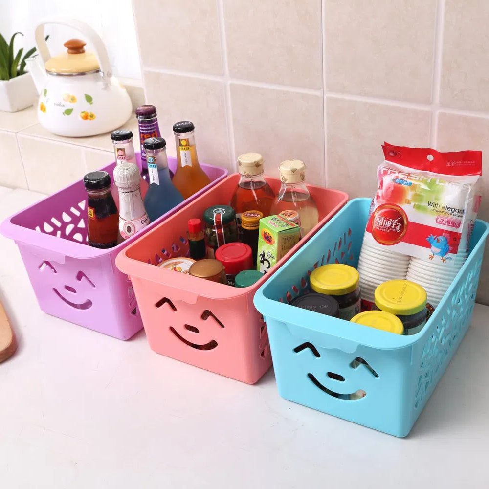 Smile Basket (3-Pack) – Multipurpose Storage Organizer for Home & Office (Random Color)