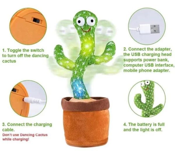 Interactive Dancing Cactus Toy – Singing, Talking Plush with USB Rechargeable