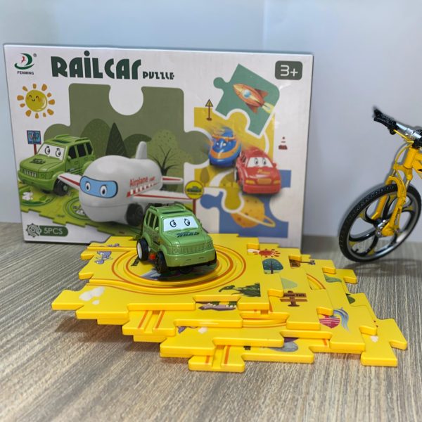 Puzzle Track Car Play Set – DIY Race Track & Train Blocks (Random Design)