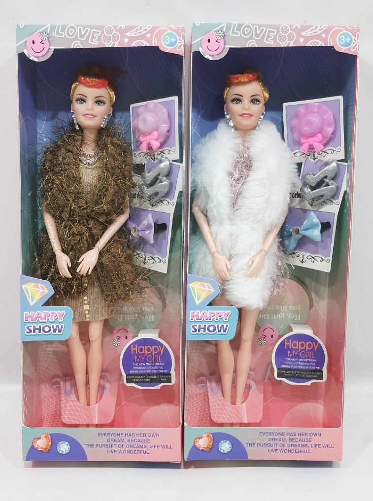 Cute Long Hair Fashion Doll – Foldable Arms & Legs (Random Design)